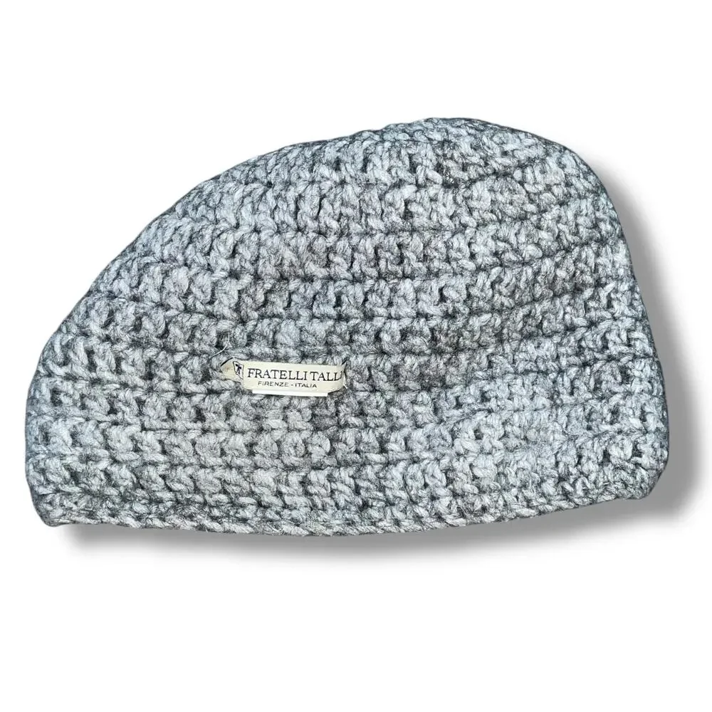 Fratelli Talli Firenze Italy Alpaca Knit Cloche Hat 3D Crochet Flower Beanie